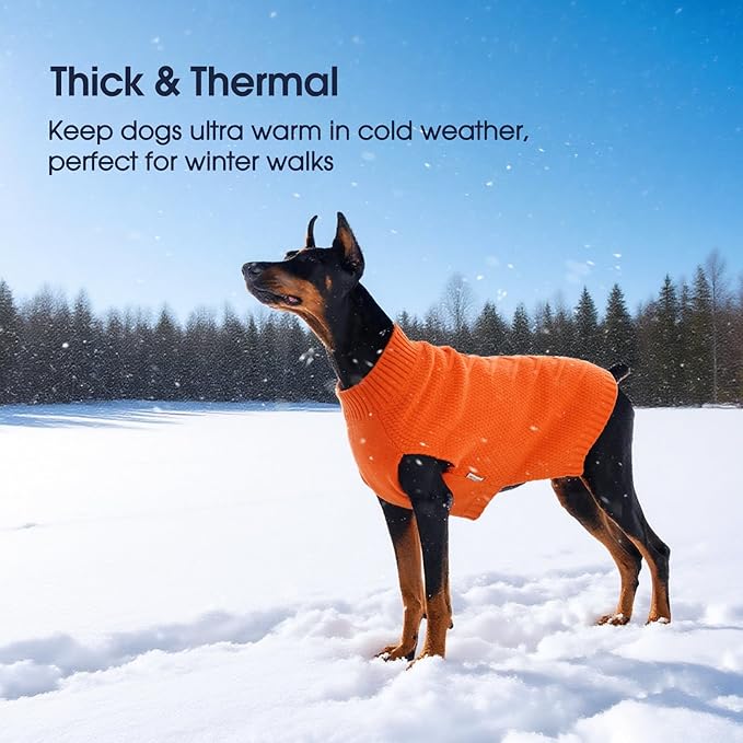 IECOii Dog Sweaters for Large Dogs - XXL, Warm Pullover Vest Knitted Dog Sweatshirt for Extra Large Dogs, Suitable for Golden Retriever, Pitbull - Orange, Size 2XL