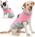 AOFITEE Dog Coat, Warm Dog Winter Coat, Reflective Cold Weather Dogs Puffer Jacket with Harness Built in, Waterproof Pet Fleece Vest Snowsuit for Small Medium Large Dogs, Pink L