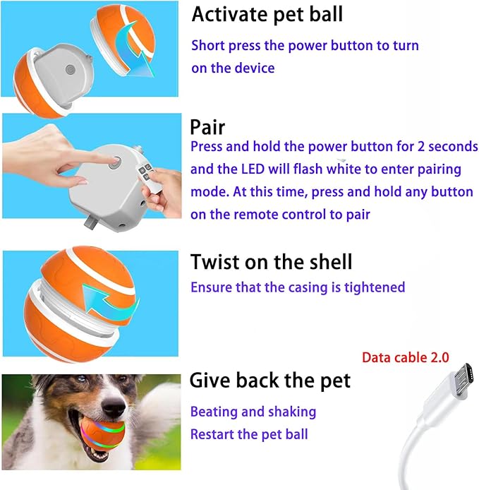 Shaky Ball Toy for Dogs, Large Pet Bounce, Jumping Ball Dog Toy, Automatic Activation Sports Rolling, 2025 New Big Pet Moving Balls (Orange, Smart)