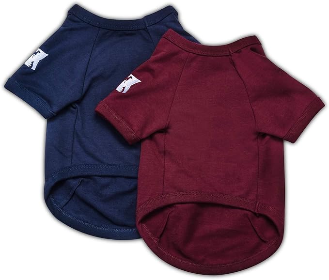 Koneseve Dog Shirts Soft Cotton Dog Clothes Stretchy T-Shirt for Small Medium Large Dogs Cat Shirt Breathable Puppy Outfit Kitten Apparel Pet Pullover Tee Blank Basic Sweatshirt 2-Pack Blue & Red 3XL