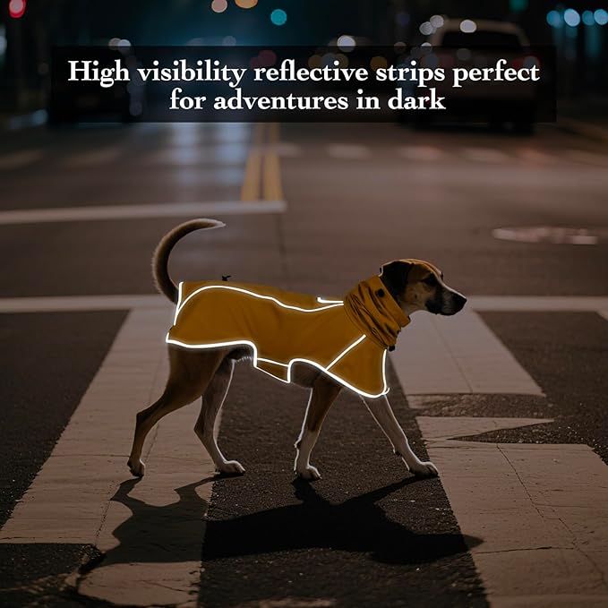 Reflective Dog Raincoat, Windproof & Waterproof Dog Rain Jacket, Adjustable Hooded Pet Poncho with Leash Hole for Small, Medium, Large Dogs(S-2XL) (Yellow, XX-Large)
