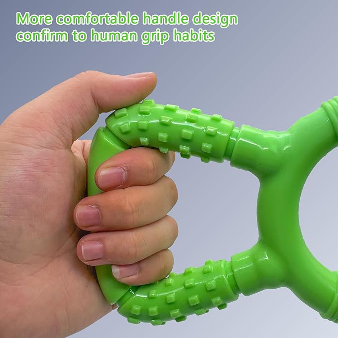 Tug of War Dog Toy, Interactive Dog Pull Toys, Adult and Puppy Teething Toy, Tough Chew Toy for Small Medium Large Dogs, Rubber, Lightweight, Comfortable Grip (Green)