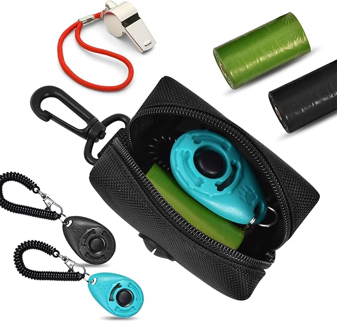 Dog Poop Bag Waste Bag Dispenser Dog Poop Bag Dispenser for Leash Accessory Dog Poop Bag Holders Fits Dog Leash with Hand Free Holder & Bag, No1680pjdz (Black&Purple&Pink, Black&Purple&Pink)