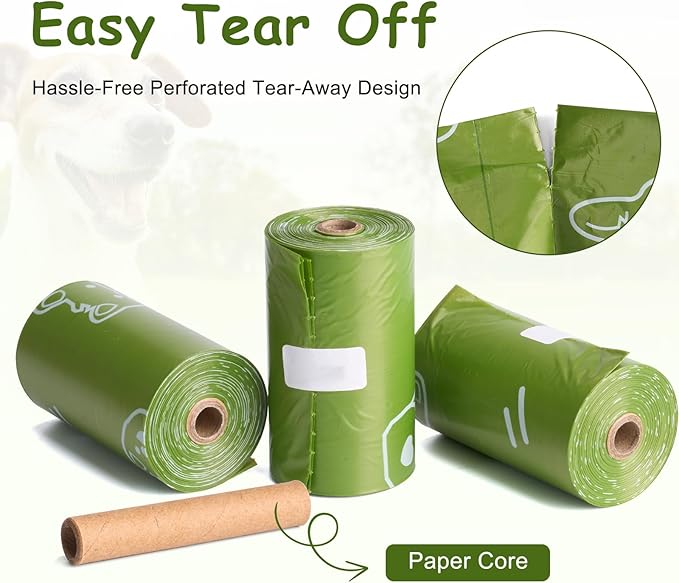 Poop Bags for Dogs - Leak Proof Waste Bags 160 Count Lavender scented Green Refill Rolls with Dispenser