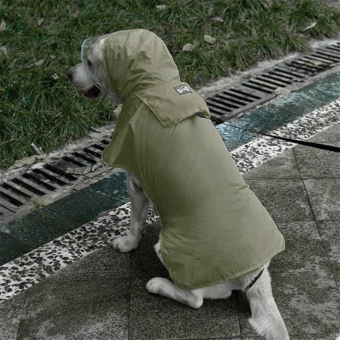 Raincoat Packable Hooded Dog Rain Jacket Reflective Strips Lightweight Adjustable Poncho for Small Medium Large Dogs Army GreenXS (Back:11 Inches)