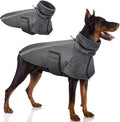 SlowTon Winter Dog Coat, Warm Polar Fleece Lining Doggie Outdoor Jacket with Turtleneck Scarf Reflective Stripe Adjustable Waterproof Windproof Puppy Vest Soft Pet Outfits (L+,Grey)