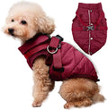 Dog Jacket with Harness,Fleece Lined Warm Puppy Coat for Winter,Soft Windproof Medium Dog Vest,Red L