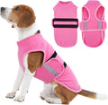 IDOMIK Warm Fleece Dog Sweater for Large Dogs,Soft Winter Dog Fleece Jacket Coat for Fall Cold Weather,Adjustable Fleeced Vest with Reflective Strips,Pullover Pet Sweatshirt for Girl Boy Dogs,Rose,L