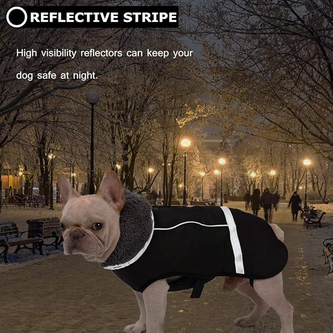 QBLEEV Warm Reflective Dog Jacket, Waterproof Winter Coat With Turtleneck for Cold Weather, Thick Fleece Snowsuit Christmas Vest Pet Apparel for Small Medium Large Dogs XL