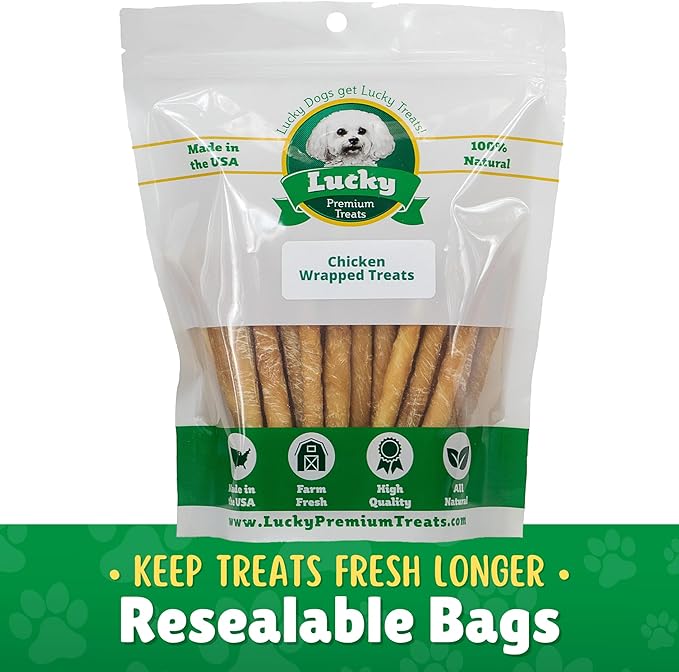 Chicken Wrapped Rawhide Dog Treats – 200ct. Rawhide Chew Sticks – Long Lasting Chews for Small Dogs Made in The USA with Natural Chicken and Beef Hide