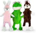 FGA MARKETPLACE Frog Rabbit and Fox Flat NO Stuffing NO Squeak Plush Dog Toy, Funny Style Will Entertain Your Pet for Hours, Recommended for Small and Medium Dog 21 INCH Long