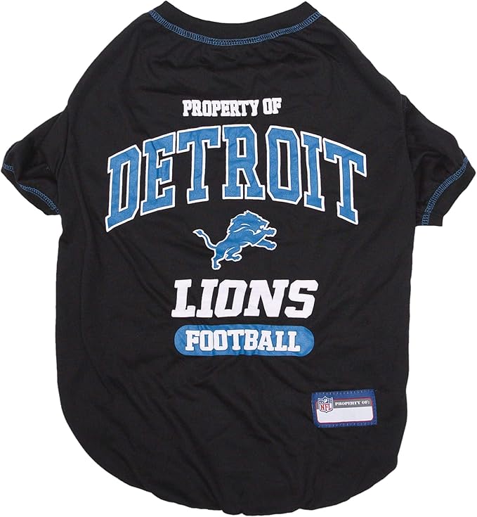 NFL Detroit Lions Dog T-shirt X-Large. - Licensed Shirt for Pets Team Colored with Team Logos- Premium Stretchable Materials for the comfort of your Dog & Cat