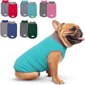 cyeollo 2 Pack Small Dog Sweater Stretchy Fleece Sweatshirt Boy Doggie Sweatshirt with Reflective Stripe Pullover Dog Clothes Pet Sweaters Turquoise & Grey