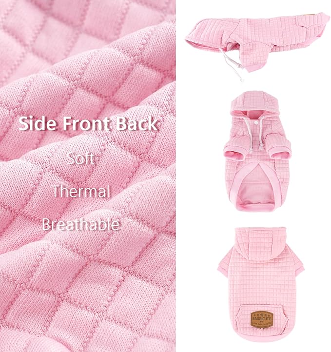 2 Pack Dog Hoodie Sweaters for Small Medium Dogs Warm Dog Clothes for Large Dogs Soft Waffle-Like Laminated Sweatshirt Bulldog (Pink+Rose, L (Back: 19",Chest: 28", Neck: 17.5"))