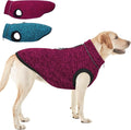ROZKITCH XXXL Dog Sweater, Fleece Lined Dog Jacket with Zipper Opening for Harness, Reflective Pet Jacket, Rosered, 3XL