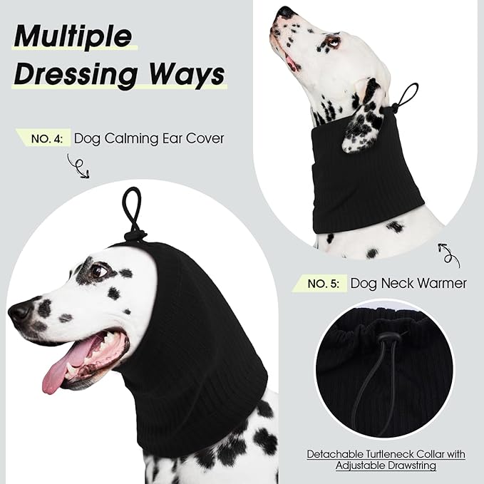ROZKITCH Dog Shirt with Hoodie Dog Ears Cover 2 in 1, Soft Lightweight Dog Striped T Shirt Pullover Dog Tank with Detachable Ear Wrap, Dog Hoodie Tshirt Dog Boy Girl, Stretchy Sweater Black L