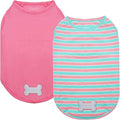 KYEESE 2Pack Dog Shirts Small Tee Soft for Small Dogs Striped T Shirt Lightweight Sleeveless Vest Cotton Tank Top Clothes, Large,Pink+Striped