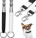 2 Pack Dog Whistle, Dog Whistle to Stop Barking Neighbors Dog, Adjustable Ultrasonic Silent Dog Training Whistles(Black and White with Lanyard)