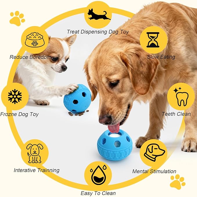 IFOYO Frozen Treat Dog Toy Ball for Small to Medium Dogs, Silicone Enrichment Dog Toys to Keep Them Busy, Reduce Anxiety, Puzzle Treat Dispensing Dogs Toys for Slow Food Training, Easy to Clean