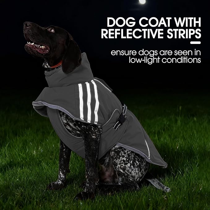 FUAMEY Dog Cold Weather Coats,Dog Winter Jackets for Medium Dogs Warm Dogs Coat with Reflective Strips Waterproof Pet Snowsuit Thick Paded Pets Vest for Boston Terrier French Bulldog Grey M