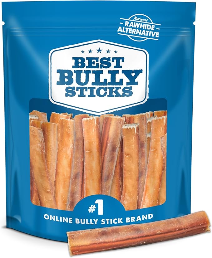 Best Bully Sticks 6 Inch Jumbo Bully Sticks - 25 Count (Pack of 1) - Natural Grass-Fed Beef, Single Ingredient, Grain and Rawhide Free, Ideal for Large Canines