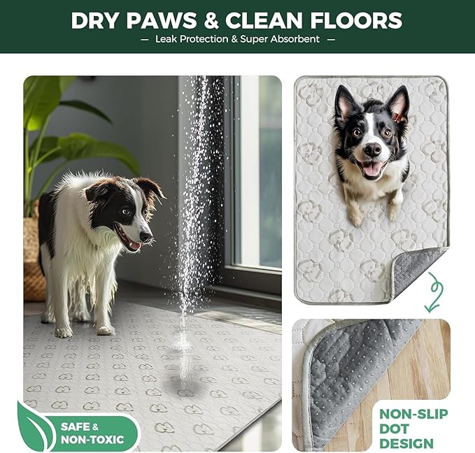 FXW Washable Pee Pads for Dogs, Puppy Pads with Super Absorbent, Specifically Designed for FXW Rollick/Homeplus 32/40/45inch 6 Panels Dog Playpen, 71" × 43" Rectangle, Khaki, 1 Pack