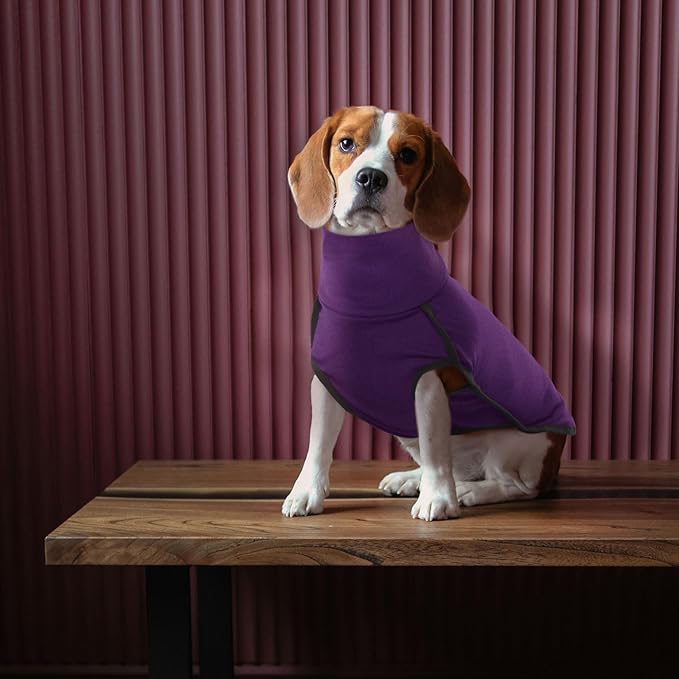ROZKITCH Dog Sweaters for Small Dogs Male, Pet Windproof Warm Cold Weather Jacket Vest Cozy Jumpsuit Apparel Outfit Clothes for Walking Hiking Travel Sleep Purple S