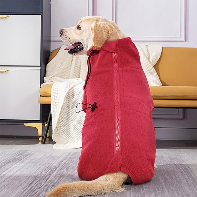 ROZKITCH Small Dog Winter Coat, Pet Windproof Warm Cold Weather Jacket Vest Cozy Jumpsuit Apparel Outfit Clothes for Small Medium Large Dog Walking Hiking Sleep Red XS
