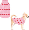 KOOLTAIL Cable Knit Dog Sweater Turtleneck, Cold Weather Pullover Classic Knitwear, Snowflake Pattern Thick Warm Winter Pet Clothes,Dog Christmas Sweater for Small Medium Large Dogs,Pink Heart S