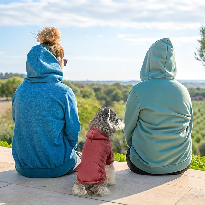 SCENEREAL Dog Hoodie Sweaters for Small Medium Large Size Dogs, Fleece Dog Sweatshirt with Hat and Pocket,Soft Cold Winter All Weather Dog Clothes for S to XL Sized Dogs, Burgundy S
