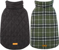 Kuoser Warm Dog Coat, Waterproof Dog Coats for X-Small Dogs, Adjustable Durable Doggie Winter Jacket Reversible Cozy Puppy Cold Weather Apparel from Small to Large Breed, Green XS