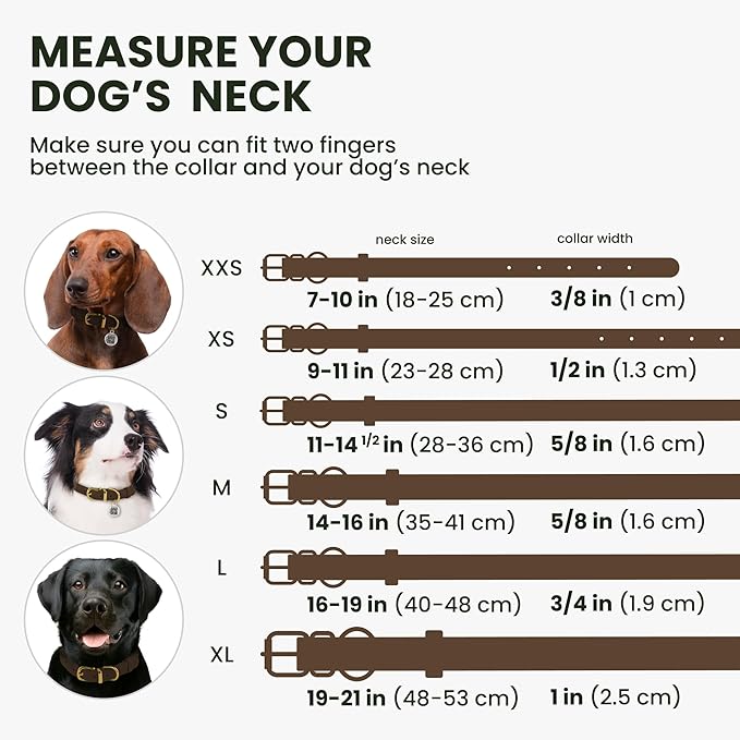 BronzeDog Rolled Leather Dog Collar with QR ID Tag, Adjustable Soft Round Collars for Small Medium Large Dogs Puppy (7" - 10" Neck Size, Brown)