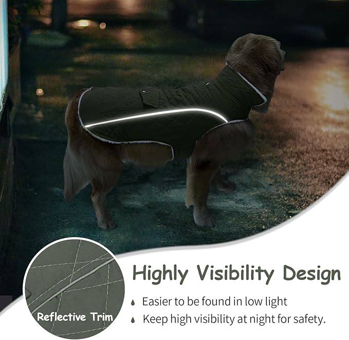 Malier Dog Winter Coat, Windproof Dog Cold Weather Coats with Real Pocket, Winter Extra Warm Pet Coat Fleece Jacket Reflective Clothes for Small Medium Large Dogs and Puppy (Green, X-Small)