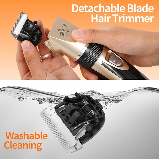 Aovdy Dog Clippers Grooming Kit Dog Shaver Clippers Hair and Paw Electric Cleaning Hair Clippers Set for Dogs Cats Rabbit (Gold, Scissor Set+Foot Shaving Blade)