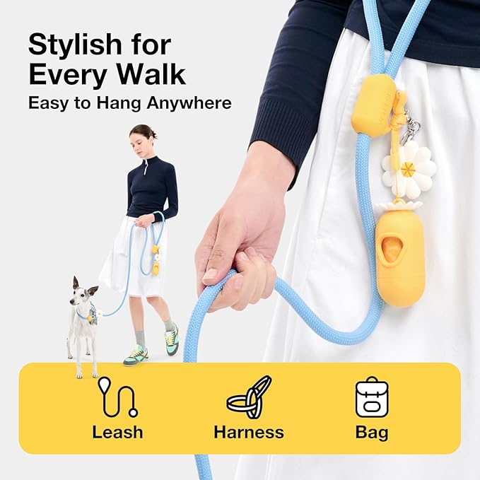 VETRESKA Dog Poop Bag Dispenser with Daisy Scented Waste Bags Leak-proof and Extra Thick Poop Bags for Dog Walking and Cat Litter 1 Holder and 105 Bags (7 Refill Rolls)