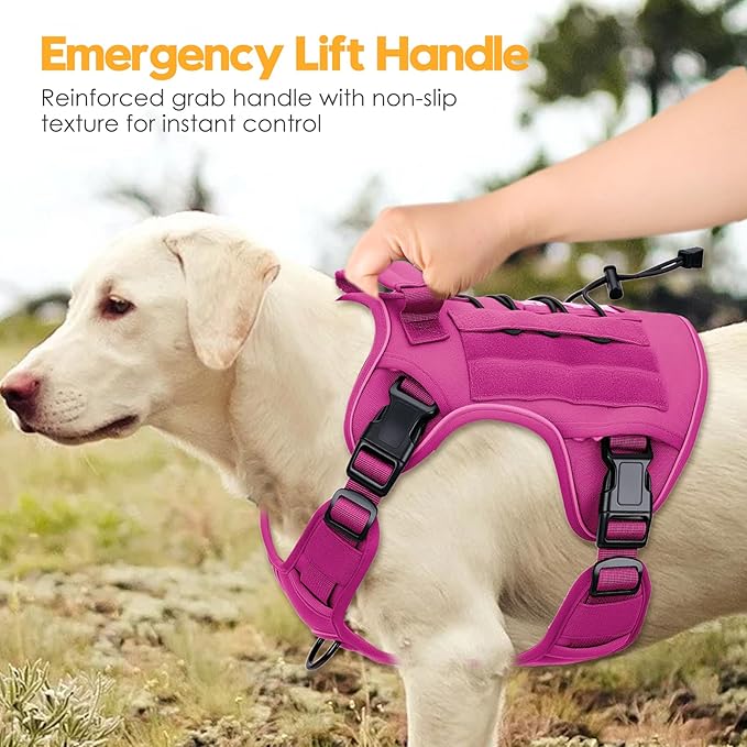 Bruvoalon Heavy-Duty Tactical Dog Harness for Large Dogs, No Pull Adjustable Reflective K9 Vest with Molle System, 12 Colors & 4 Sizes, Military-Grade Control for Training, Outdoor & 10+ Breeds
