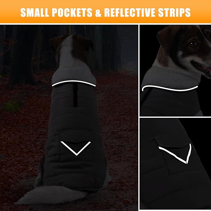 iBuddy Dog Winter Coats with Fleece Vest,Waterproof Warm Dog Snow Jacket Windproof, Reflective Adjustable Pet Dogs Cold Winter Coat for Dogs Girl Boy