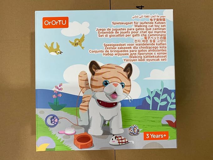 OR OR TU Walking Talking Toy Cat with Remote Control Leash, Plush Pet Electronic Interactive Toys for Kids, Wag Tail, Singing, Pretend Dress Up Realistic Stuffed Cat Age 3 4 5+ Years Old Best Gift
