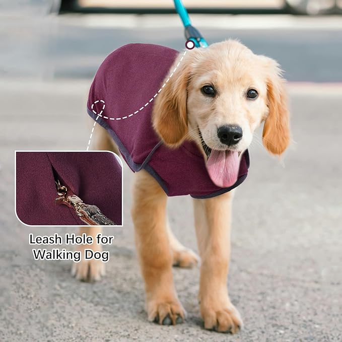 ROZKITCH Dog Pajamas for Small Dogs, Pet Windproof Warm Cold Weather Jacket Vest Cozy Jumpsuit Apparel Outfit Clothes for Walking Hiking Travel Sleep Red XS
