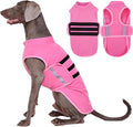 IDOMIK Warm Fleece Dog Sweater for Large Dogs,Soft Winter Dog Fleece Jacket Coat for Fall Cold Weather,Adjustable Fleeced Vest with Reflective Strips,Pullover Pet Sweatshirt for Girl Boy Dogs,Rose,3XL