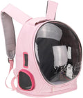 Pet Backpack Carrier, Portable and Ventilated, Oxford Cloth, Dog Cat Travel Bag with Transparent Cover 12.99", (Pink, 1 Pcs), Intended for Hiking/Camping/Traveling