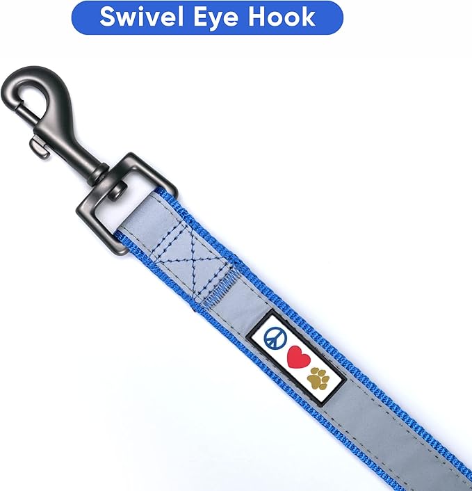 Pawtitas Personalized Dog Leash Embroidered Customize Your Pet Name & Phone Number Puppy Reflective 6 ft Long Small Blue Custom Tag Name, Blue Reflective 🔦 Padded