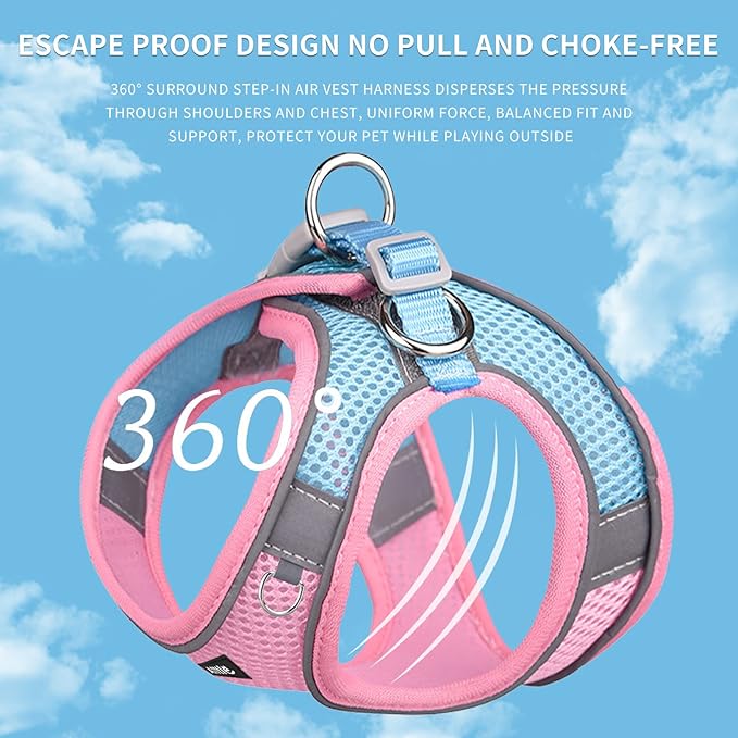 AIITLE Dog Harness, Summer No-Pull Cat Harness with a Leash, Adjustable Reflective Dog Vest, Cat Harness Escape Proof, Outdoor Walking, Camping for Extra Small Dogs and House Cats Pink XXXS