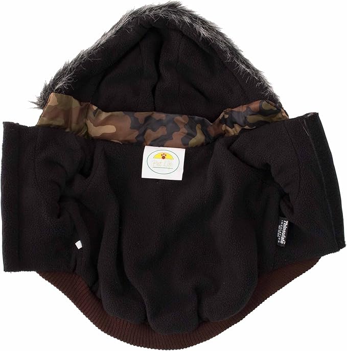 PET LIFE Classic Metallic Fashion Pet Dog Coat Jacket Parka w/ 3M Insulation and Removable Hood, X-Small, Camouflage