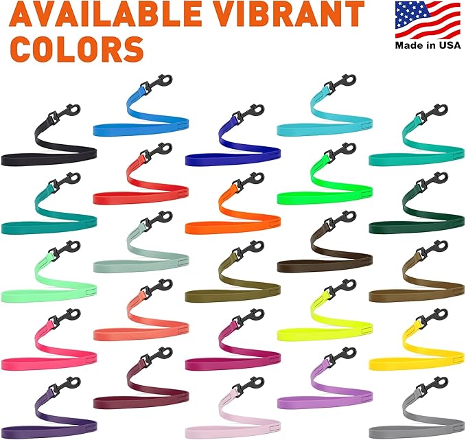 Dogline Biothane Waterproof Dog Leash Strong Coated Nylon Webbing with Black Hardware Odor-Proof Easy to Clean High Performance for Small or Large Dogs Made in USA 2 ft Lead, Olive Drab Green