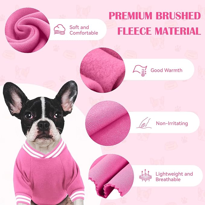 Dog Sweaters for Large Dogs, Brushed Fleece Dog Sweater Baseball Jacket Large Pet Sweater Clothes Soft Warm Boy Girl Pet(Pink-XL)