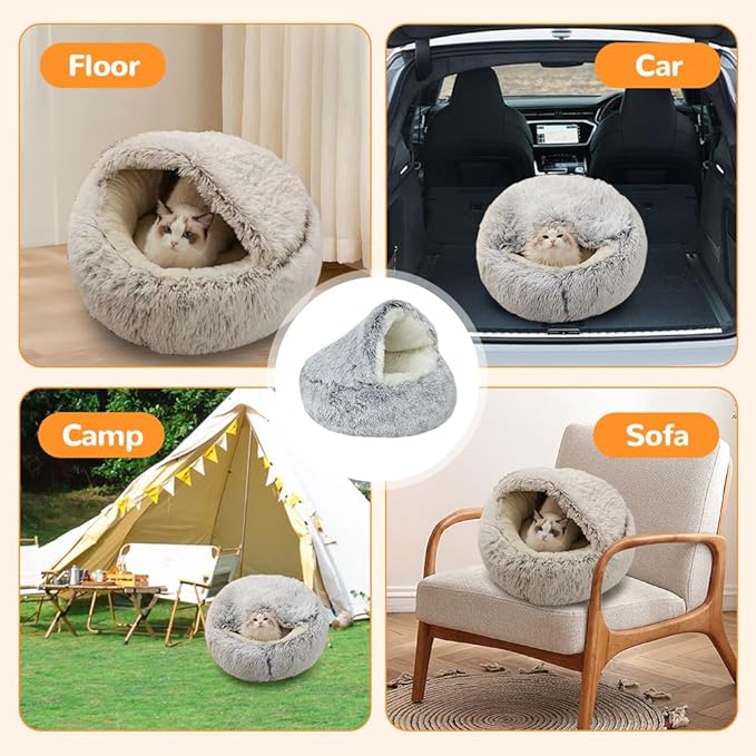 Lapcatz Nest Bed, 2026 Upgraded Cat Beds for Indoor Cats, Portable Fluffy Pet Bed, Durable Covered Cat Bed for Indoor Use, Soft Puppy Bed for Pet Owners (Green, Large)