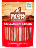 Natural Farm Odor-Free Super Collagen Dog Chews (6-Inch, 5-Pack) The First Ever Real Bull Sticks Alternative: 100% Natural Angus Hide Collagen Treats - More Protein, More Chew Time for All Dogs