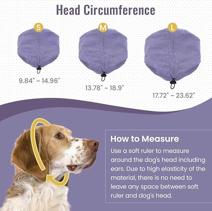 IDOMIK Dog Calming Hoodie No Shake Ear Wraps for Dogs, Quiet Head Covers for Noise Reduction & Anxiety Relief, Dog Ear Covers Muffs Head Wraps for Bath Hematoma Grooming Firework Force Drying