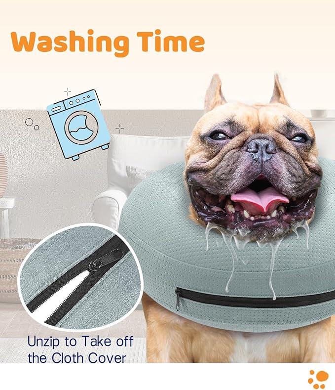 Supet Inflatable Cone Collar Alternative After Surgery, Donut Collar Recovery ECollar to Stop Licking, Soft Cone for Small Medium Large Dogs